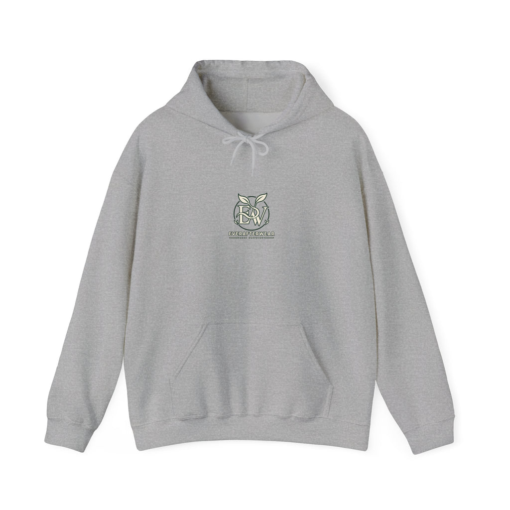 EverAfterWear Signature EW hoodie - product mockup with gold streetwear design - alternate view