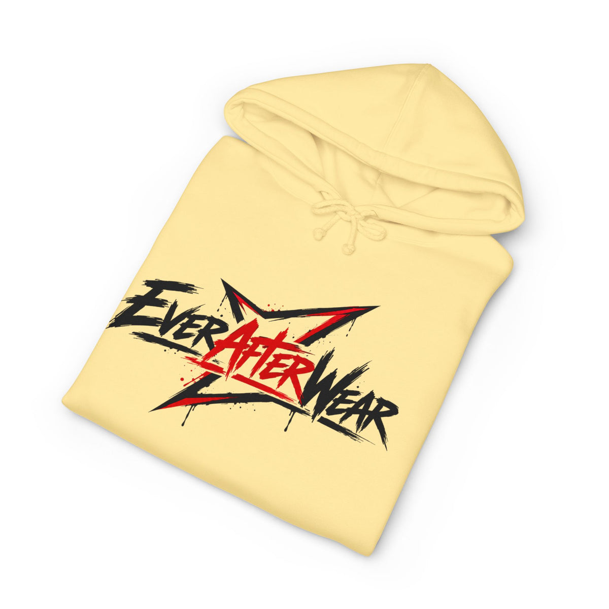 EverAfterWear Distressed Grey Graphic hoodie - product mockup with gold streetwear design - alternate view
