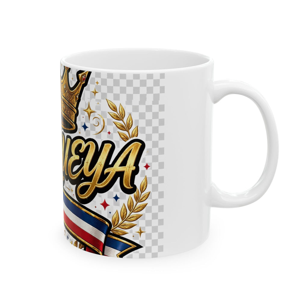 EverAfterWear Quisqueya Script Crown Men's mug - ceramic coffee mug mockup with gold streetwear design - alternate view