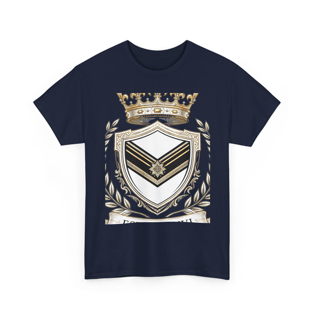 EverAfterWear Royal Crest MMXXVI Women's tee - product mockup with gold streetwear design - alternate view