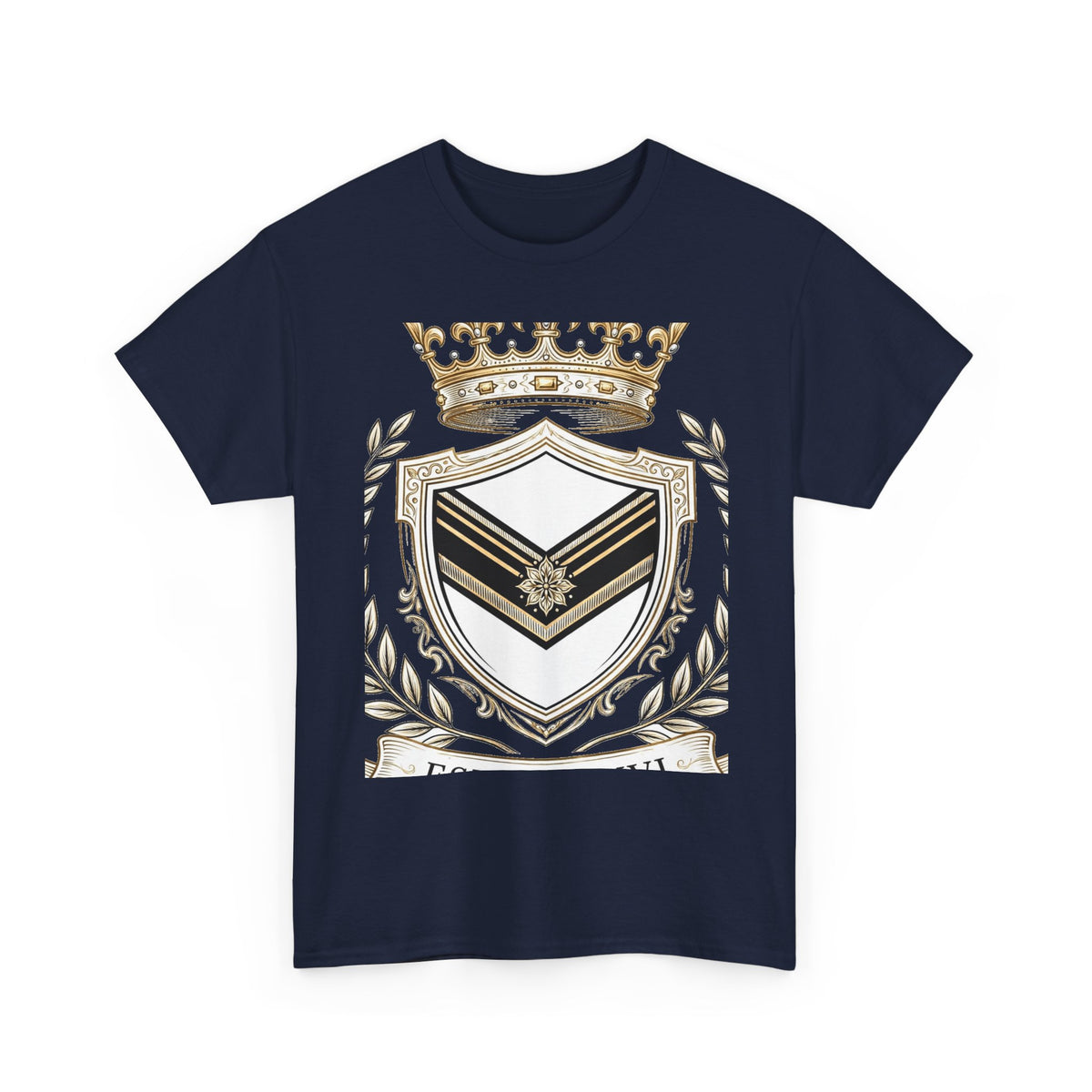 EverAfterWear Royal Crest MMXXVI Women's tee - product mockup with gold streetwear design - alternate view