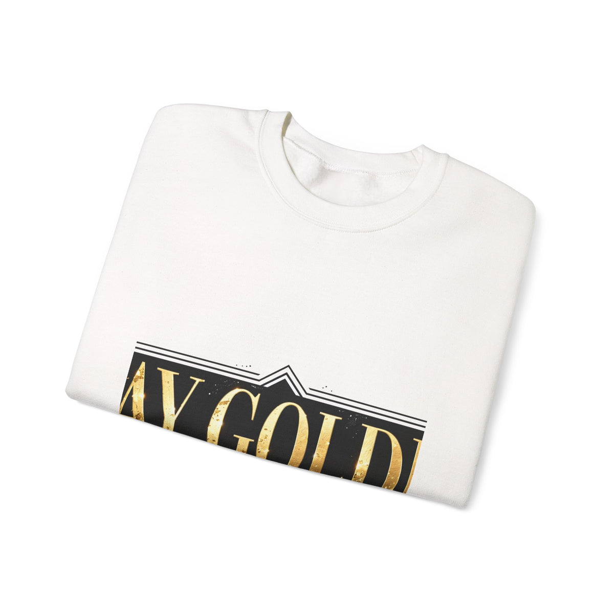 EverAfterWear Stay Golden sweatshirt - product mockup with gold streetwear design - alternate view