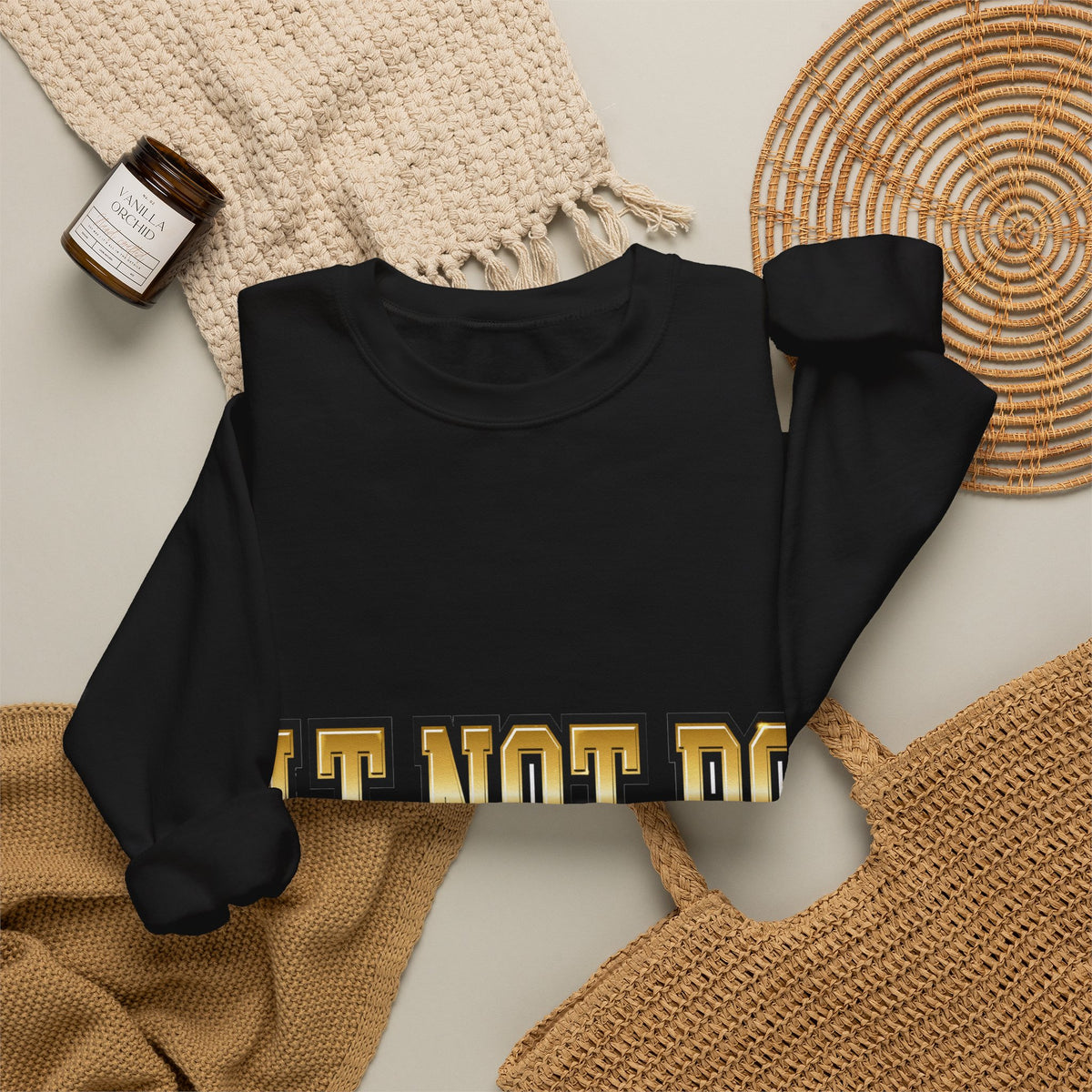 EverAfterWear Built Not Born sweatshirt - product mockup with gold streetwear design - alternate view