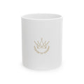 EverAfterWear Petit Crown mug - ceramic coffee mug mockup with gold streetwear design