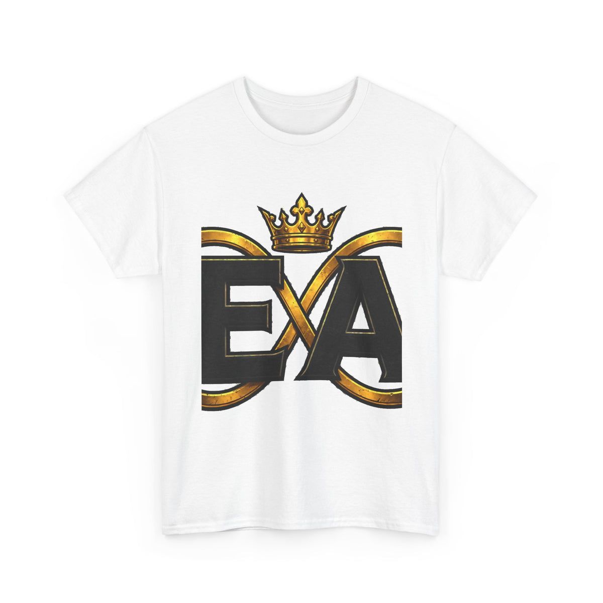 EverAfterWear Crowned Infinity EA Men's tee - product mockup with gold streetwear design