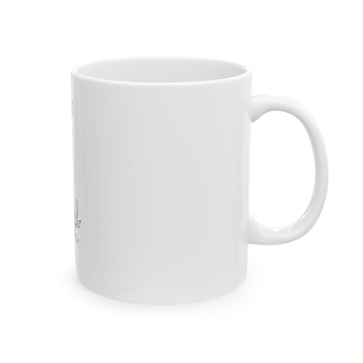 EverAfterWear Laurel Women's mug - ceramic coffee mug mockup with gold streetwear design - alternate view