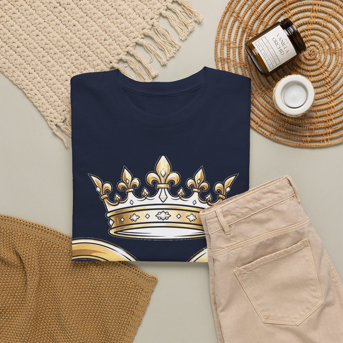 EverAfterWear HERO Crown Logo Refined Women's tee - product mockup with gold streetwear design - alternate view