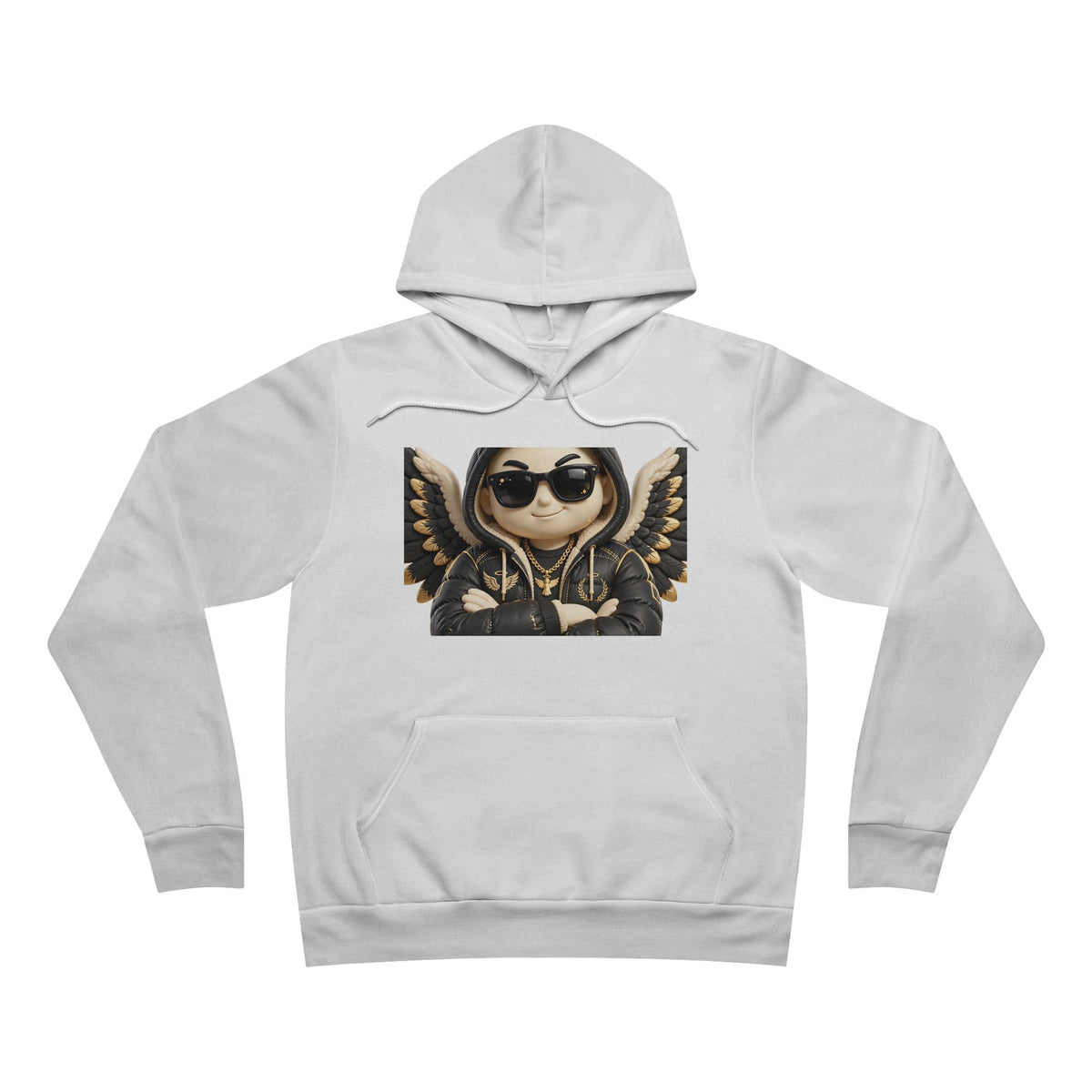EverAfterWear Cool Angel hoodie - product mockup with gold streetwear design