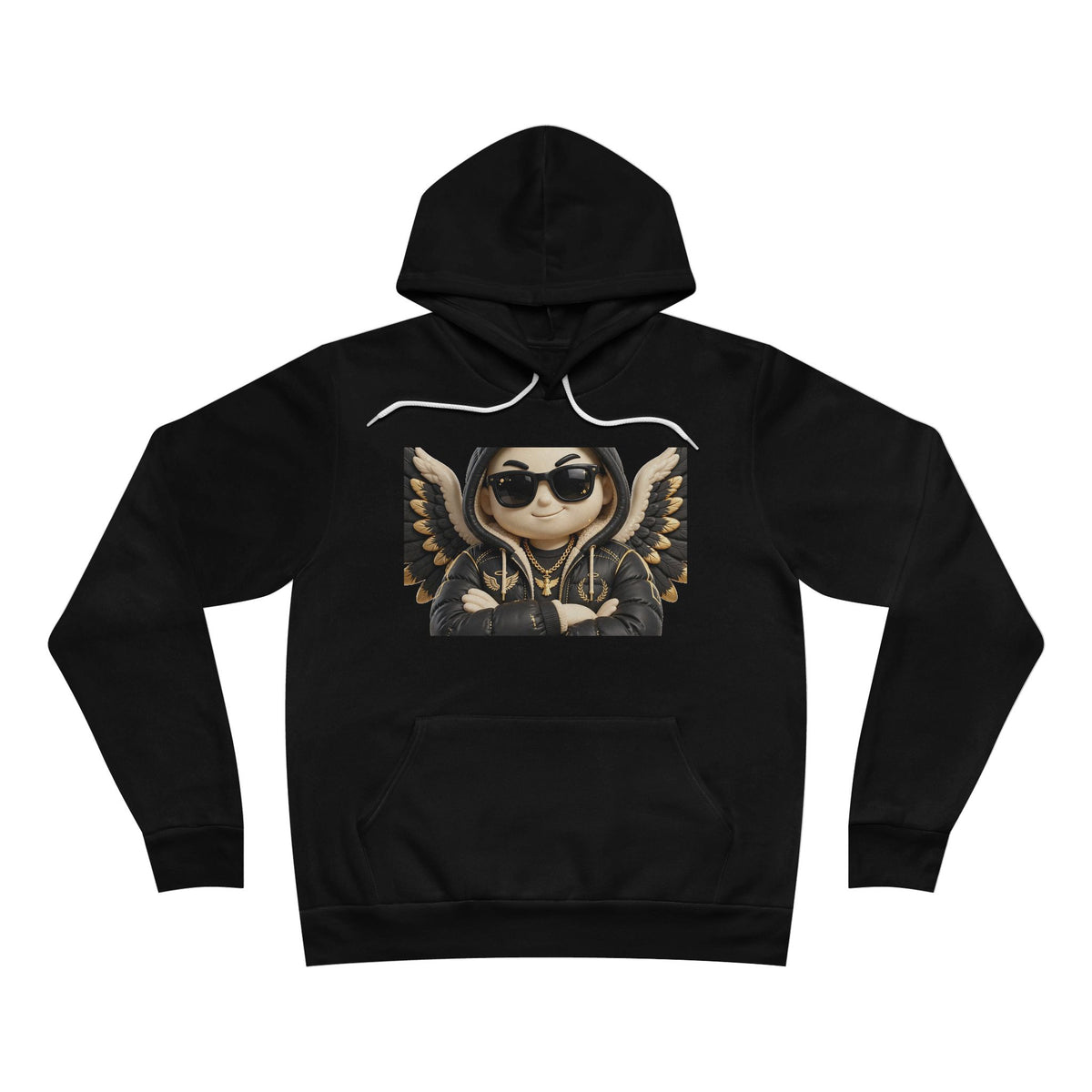 EverAfterWear Cool Angel hoodie - product mockup with gold streetwear design - alternate view