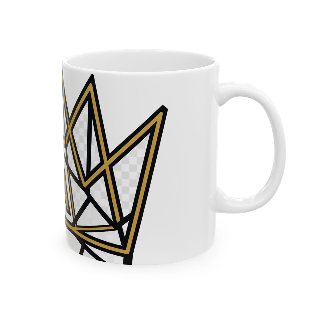 EverAfterWear EA Crown Monogram Men's mug - ceramic coffee mug mockup with gold streetwear design - alternate view