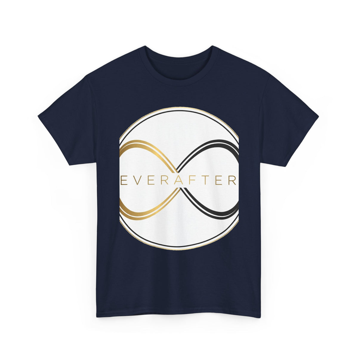 EverAfterWear Double Infinity EverAfter tee - product mockup with gold streetwear design - alternate view