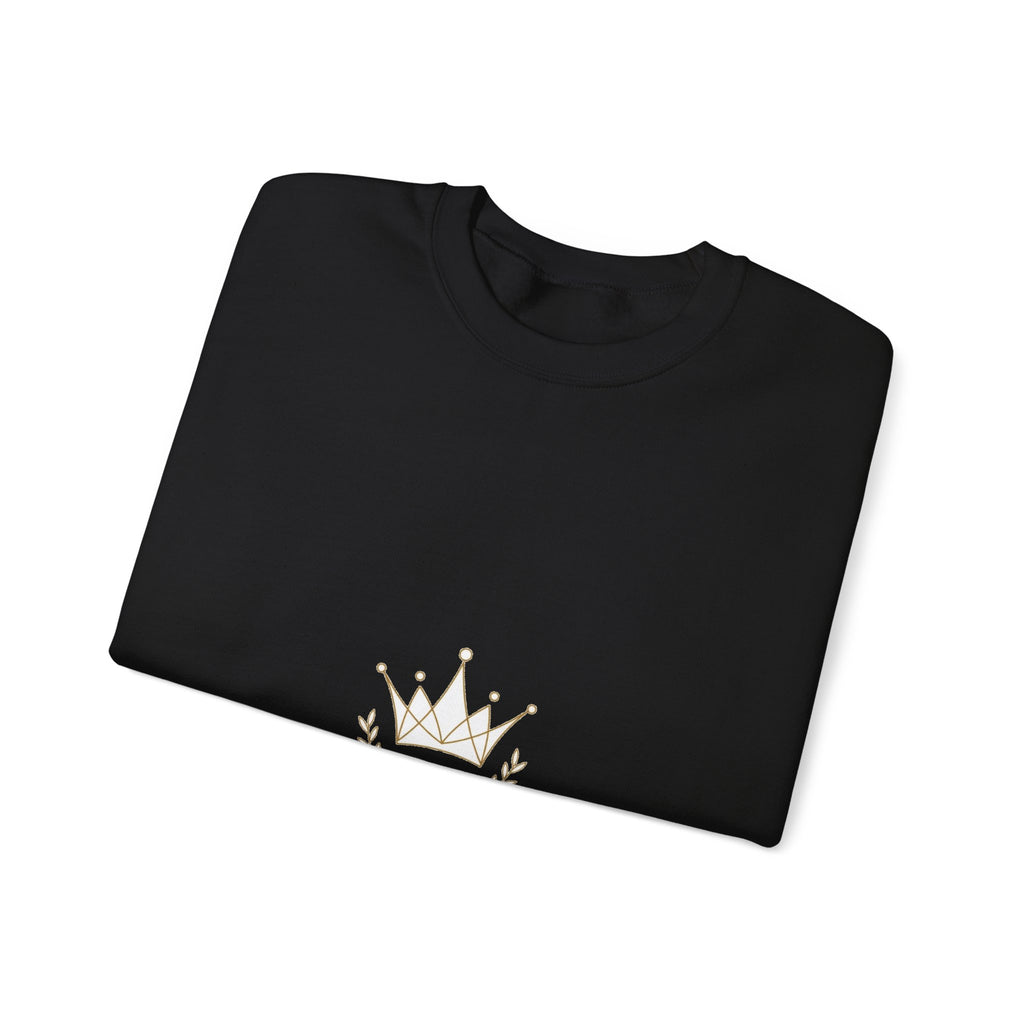 EverAfterWear Petit Crown sweatshirt - product mockup with gold streetwear design - alternate view