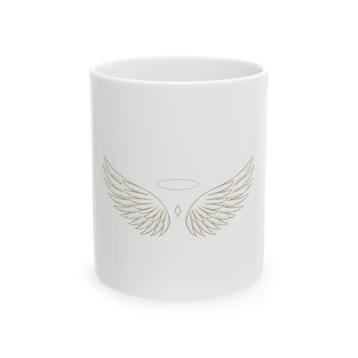 EverAfterWear Wing Outline Women's mug - ceramic coffee mug mockup with gold streetwear design