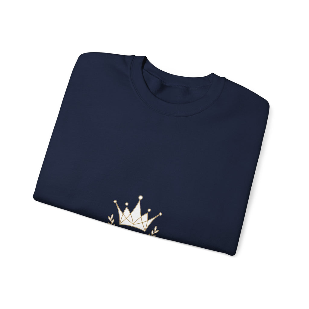 EverAfterWear Petit Crown sweatshirt - product mockup with gold streetwear design - alternate view