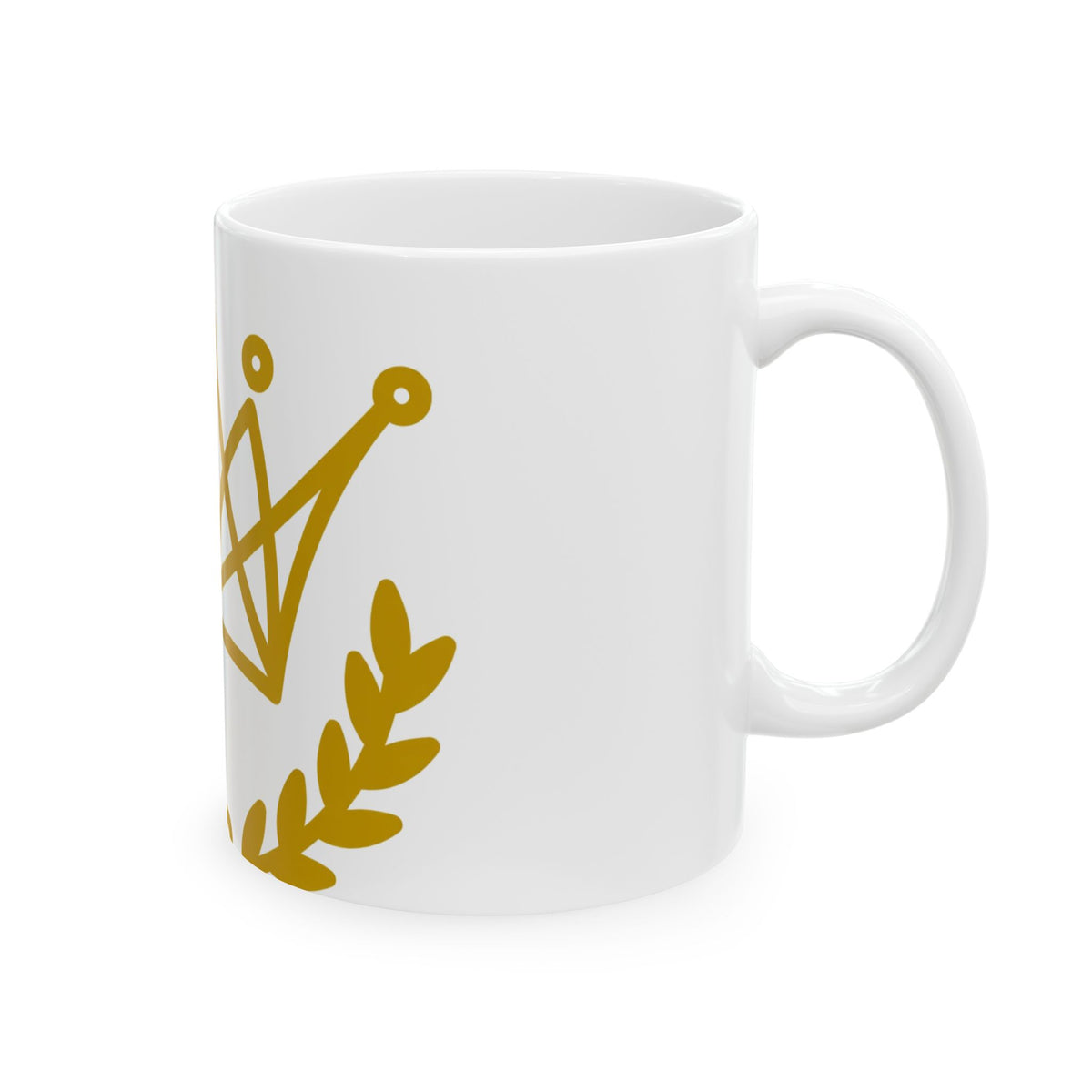 EverAfterWear Petit Crown Men's mug - ceramic coffee mug mockup with gold streetwear design - alternate view