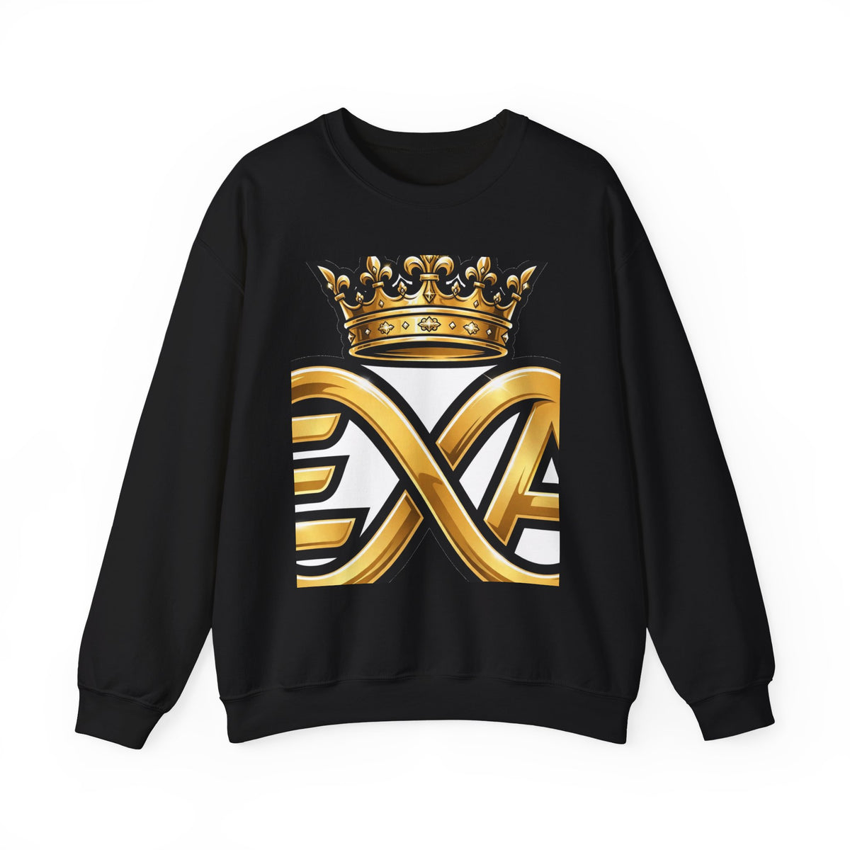EverAfterWear HERO Crown EA Logo sweatshirt - product mockup with gold streetwear design - alternate view
