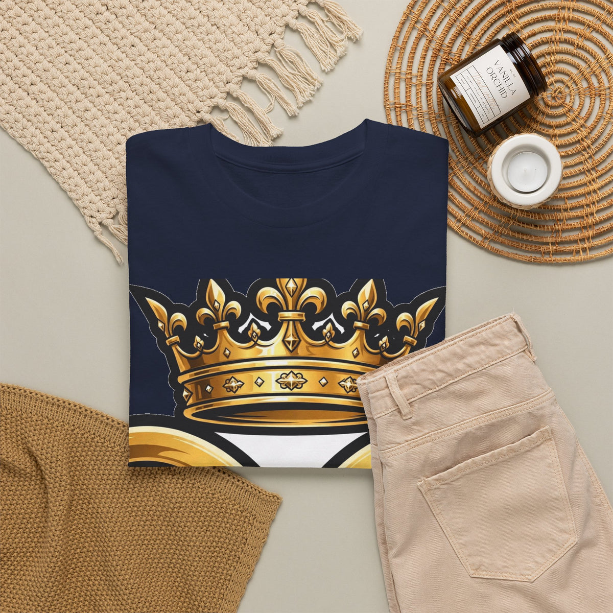EverAfterWear HERO Crown Logo Men's tee - product mockup with gold streetwear design - alternate view