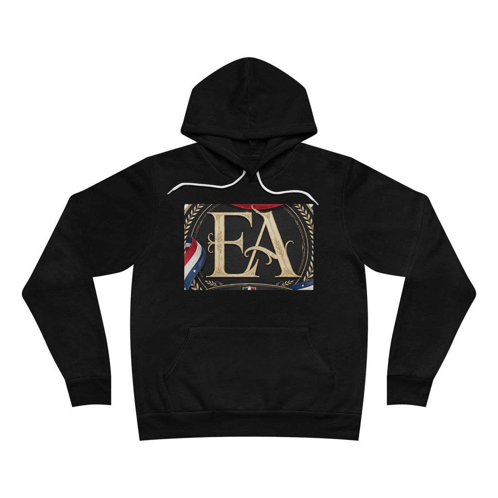 EverAfterWear Flag Ribbon EA Women's hoodie - product mockup with gold streetwear design - alternate view
