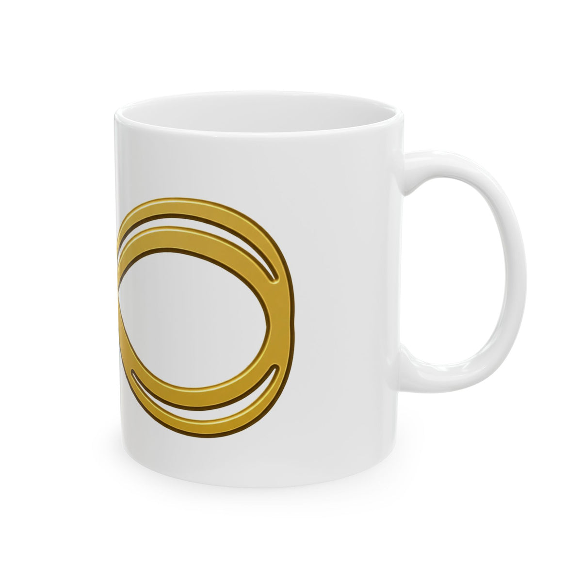 EverAfterWear Fine Line Infinity Men's mug - ceramic coffee mug mockup with gold streetwear design - alternate view