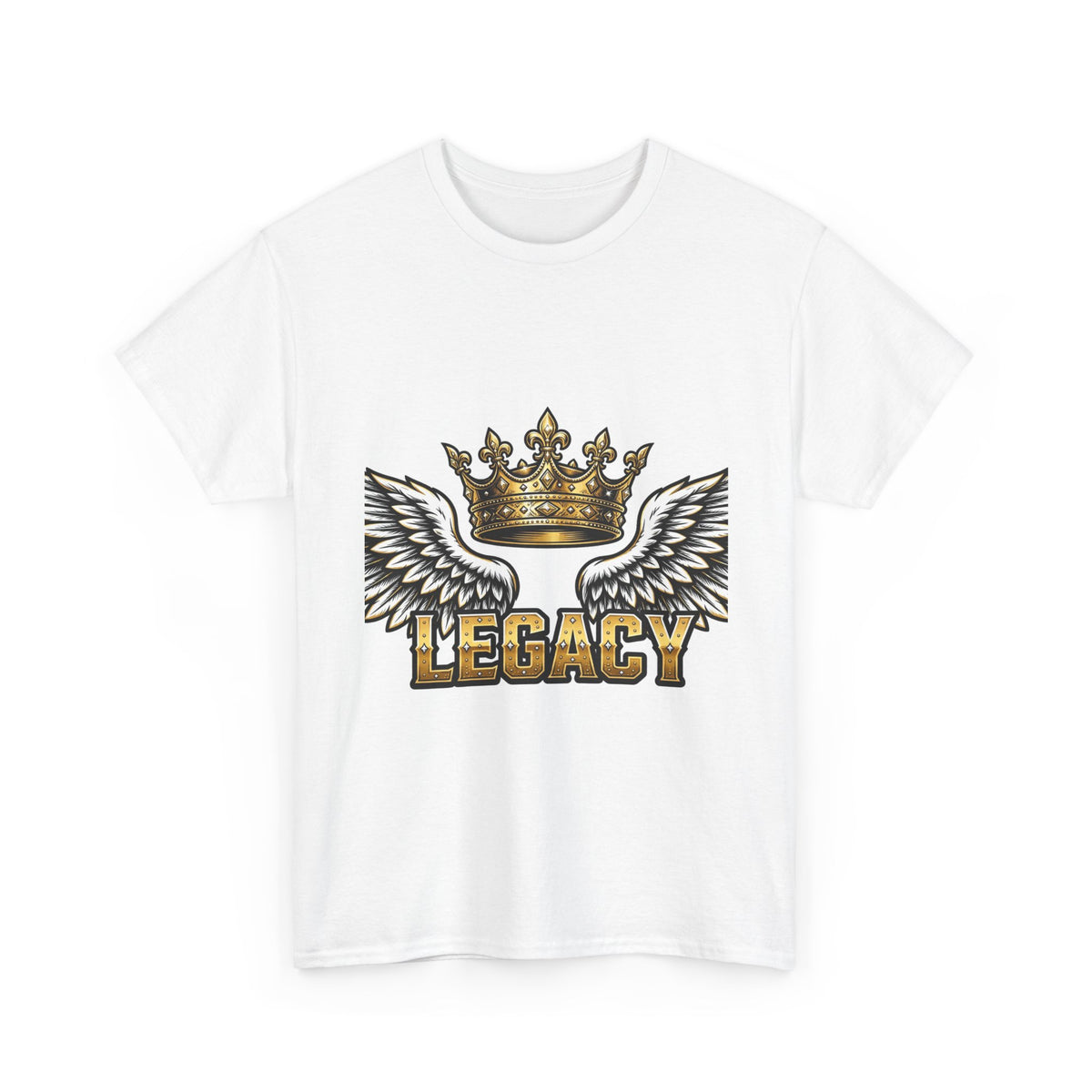 EverAfterWear Legacy Wings Crown tee - product mockup with gold streetwear design