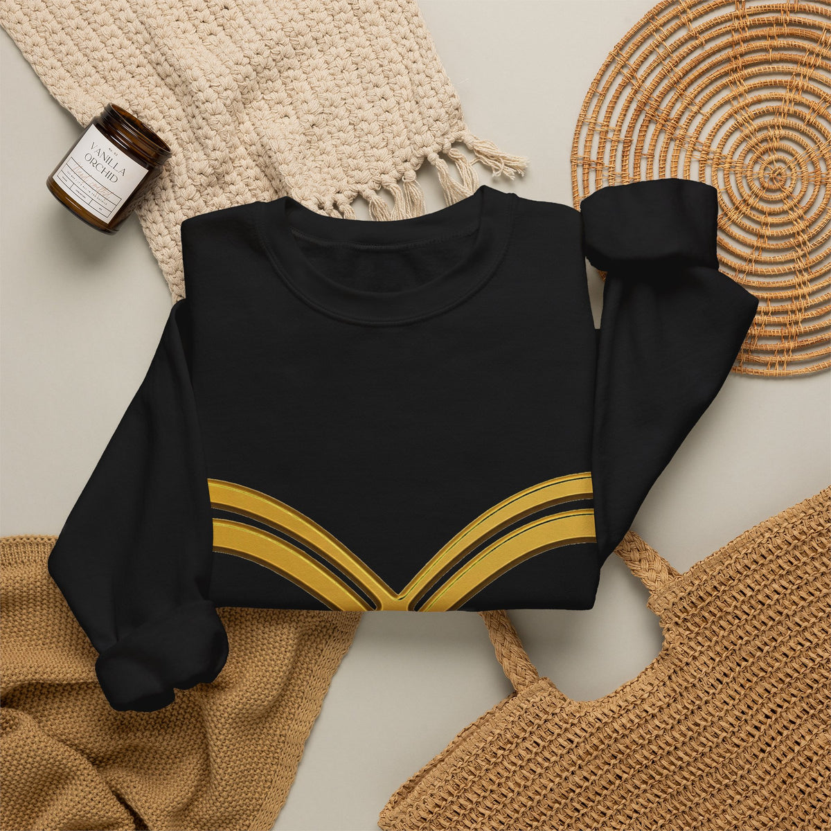 EverAfterWear Fine Line Infinity Men's sweatshirt - product mockup with gold streetwear design - alternate view