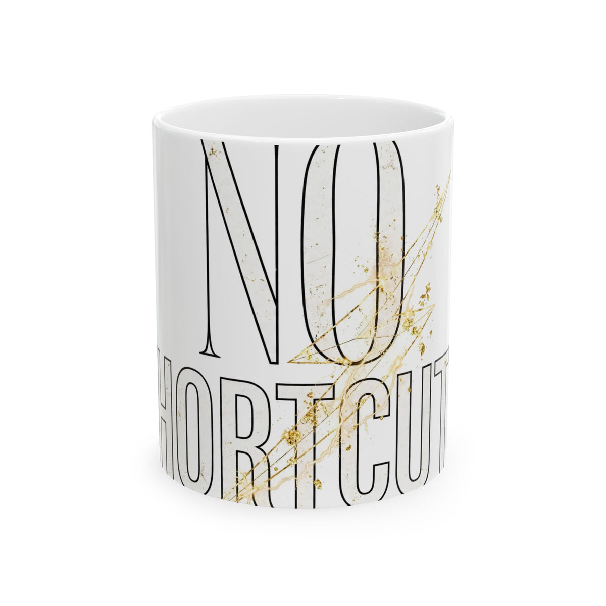 EverAfterWear No Shortcuts Women's mug - ceramic coffee mug mockup with gold streetwear design