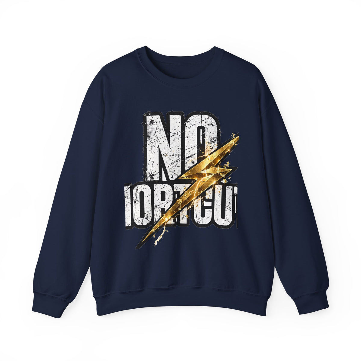 EverAfterWear No Shortcuts sweatshirt - product mockup with gold streetwear design - alternate view