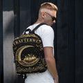 EverAfterWear Halloween Gold Moon backpack - product mockup with gold streetwear design